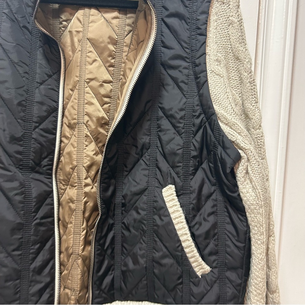 Democracy Black Quilted Vest with Tan Lining - Picture 8 of 12